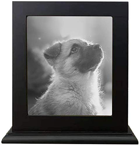 Pet Holz Memorial Urn für Asche, Bilderrahmen Aufbewahrungsschachtel für Hunde Katzen, Funerary Schatullen Supplies Burly Holz Urnen Pet Lovers,Schwarz