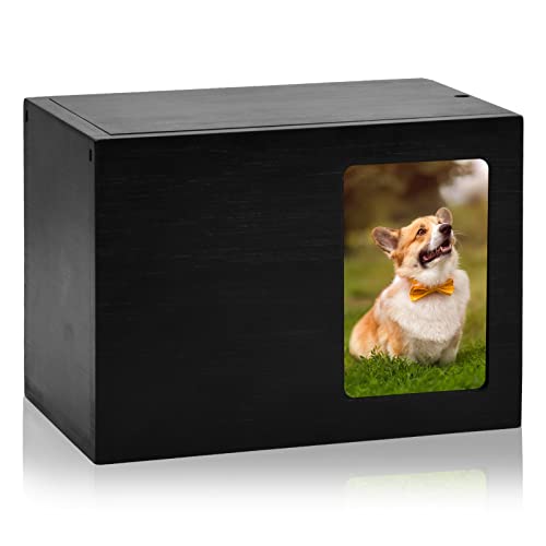 NATUCE Urnen für Hunde,Souvenir-Holz-Box, Urnen für Haustiere, 16x11x11 cm Holzurne für Katze Mit Fotorahmen, Natur Dekorative Echtholz Asche Urne,Haustier-Kremationsbox für Hunde und Katzen Asche