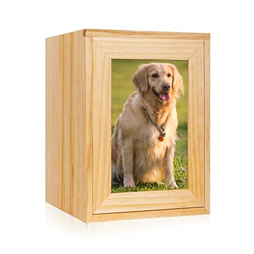 The7boX Urne Hund Urne Für Hunde Personalisierte Tierurne Aus HolzMit Fotorahmen und Aschebeutel Erinnerungsgeschenke Für Haustiere