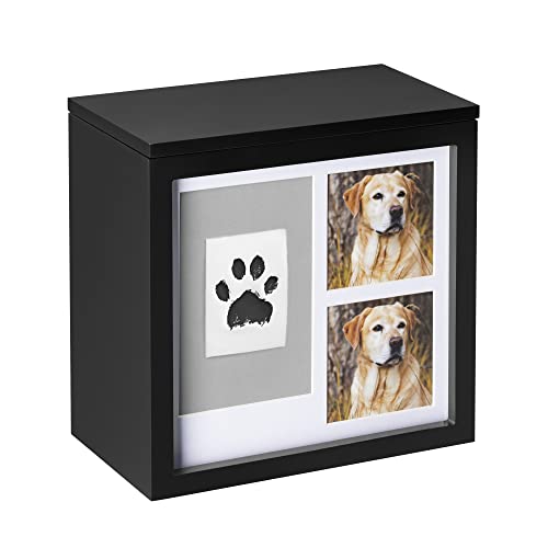 Navaris Urne für Hund oder Katze - Tierurne inkl. Platz für 2 Fotos und Pfotenabdruck - Hundeurne Katzenurne - Tierurnen für Hunde - Hunde Box in Schwarz